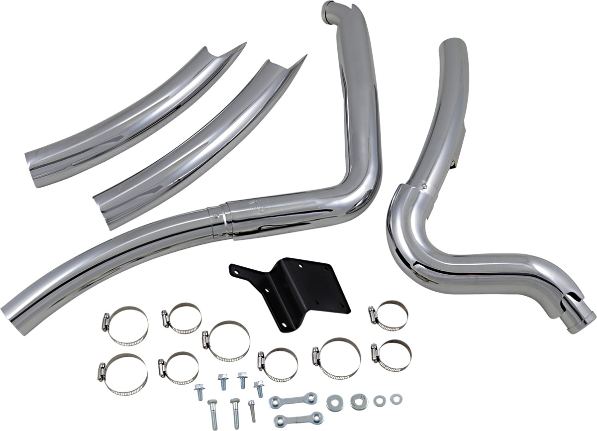 Big Radius 2-into-2 Chrome Full Exhaust - For 91-05 Harley FXD - Click Image to Close