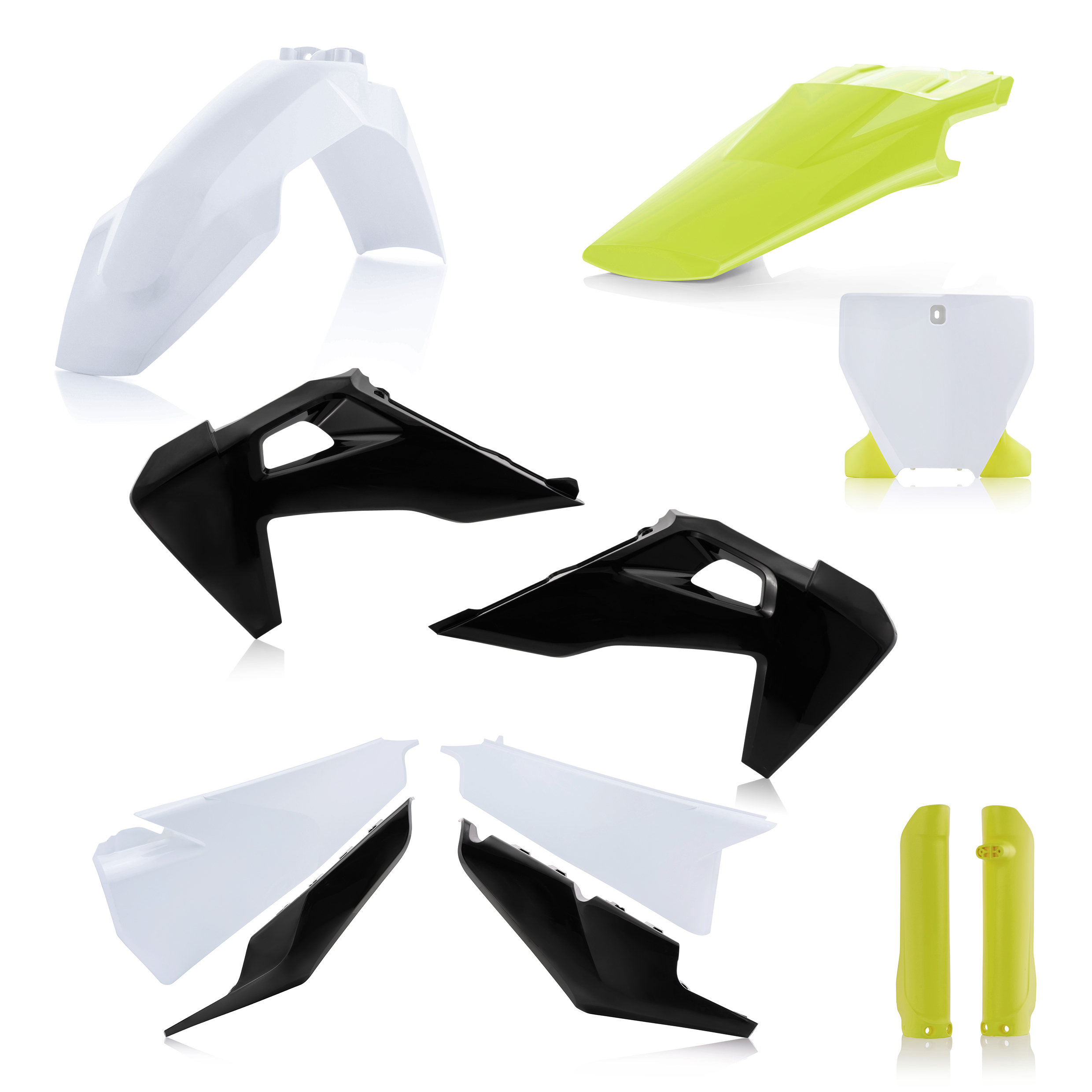 Full Plastic Kit - White/Black/Yellow Original 2021 - Fits Many 19-22 Husqvarna 125-450 - Click Image to Close