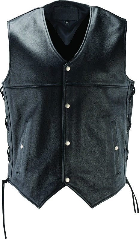 River Road Old Skool Leather Vest Black - 3XL - Click Image to Close