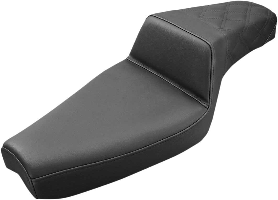 Step-Up Rear Lattice Stitch 2-Up Seat Black Gel - For 84-03 Harley XL - Click Image to Close