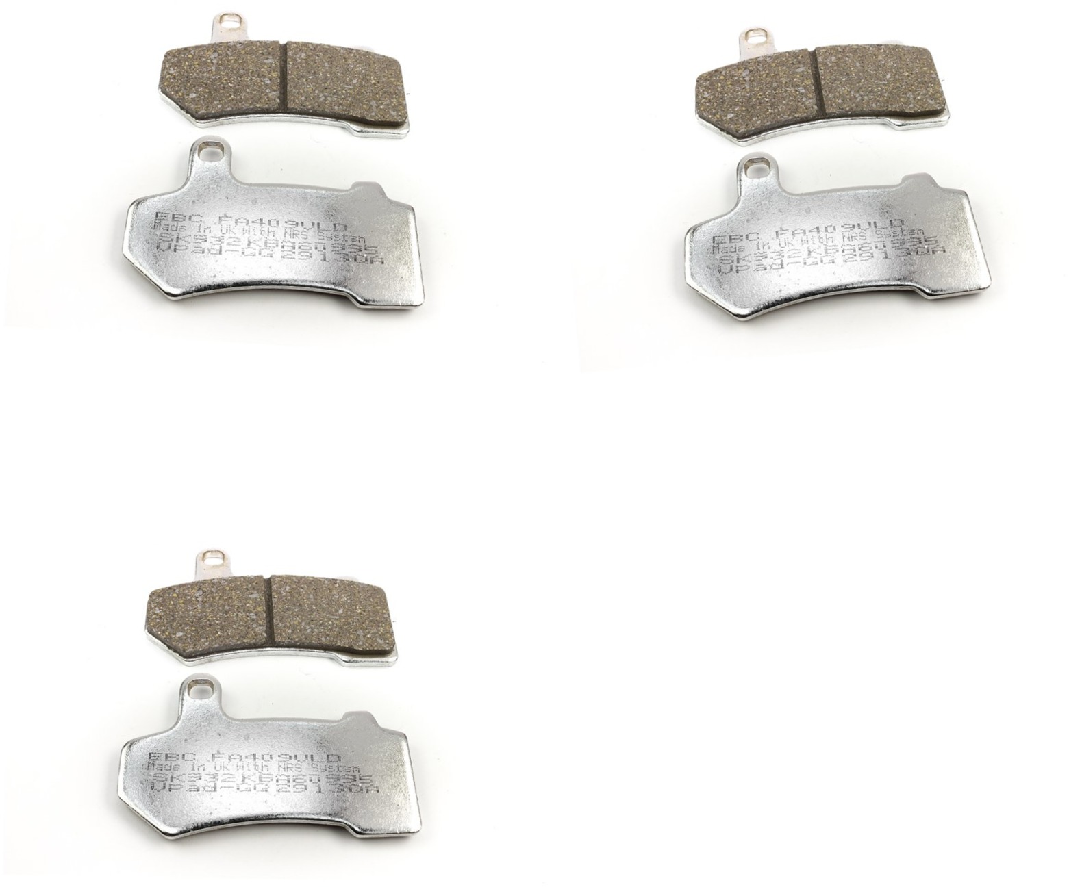 Complete Pad Set - Chrome Plated V Series Brake Pads - Replaces H-D # 41854-08, 42897-08, 42897-06 & 42850-06 - Click Image to Close