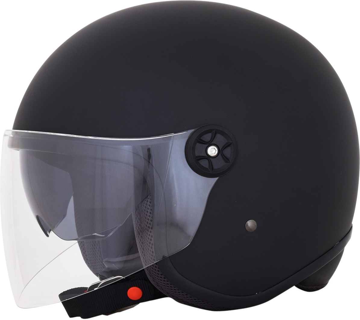 FX-143 3/4 Open Face Helmet Matte Black w/Smoke Shield X-Small - Click Image to Close