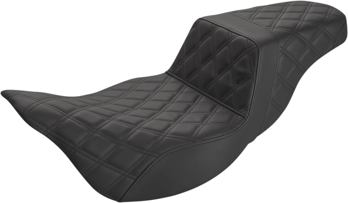 Step-Up Lattice 2-Up Extended Reach Seat - Black - Harley Touring - Click Image to Close