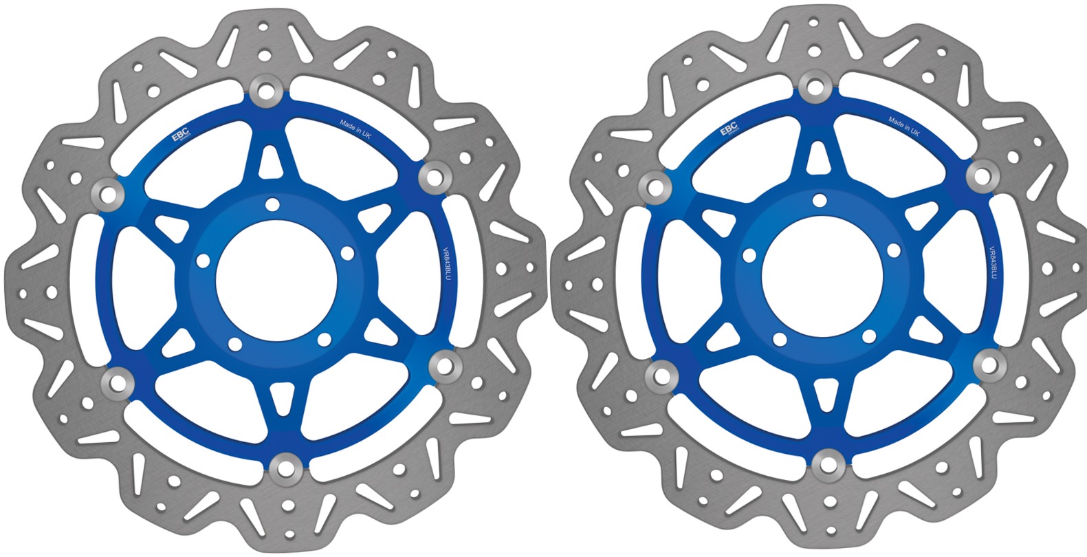 Front VEE Brake Rotors - Blue - VEE Style Brake Rotor - Blue Center Front Set - Click Image to Close