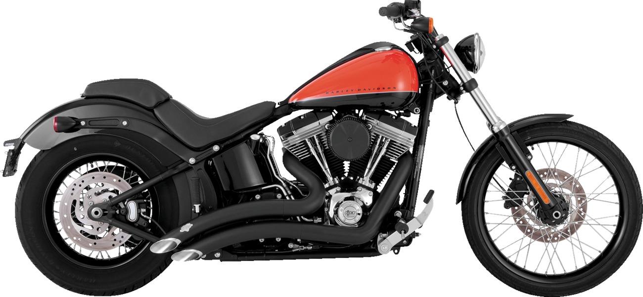 Vance & Hines HD Softail 86-17 Big Radius 2-2 Black PCX Full System Exhaust - Click Image to Close