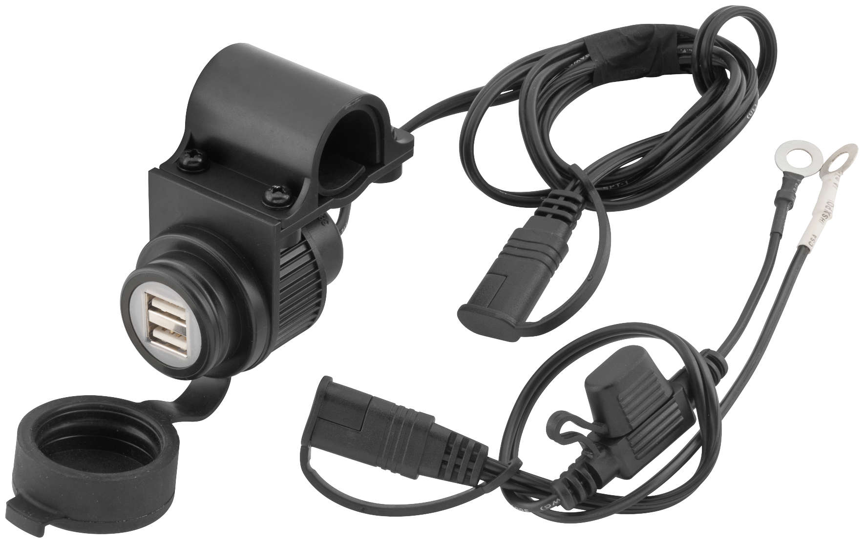 Bar Mount 2-Amp Dual USB Port Charger Plug w/ SAE Connector - Click Image to Close