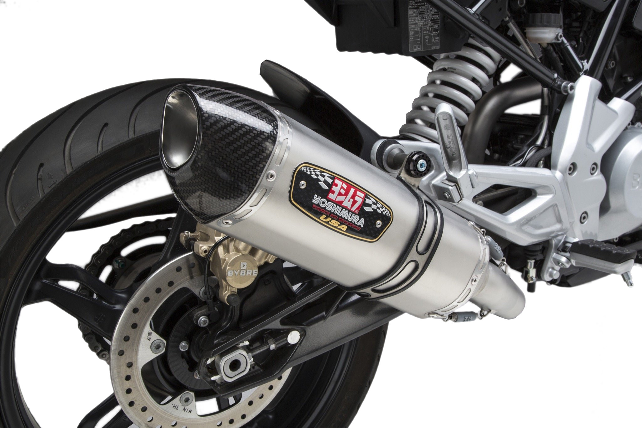 R-77 Works Full Exhaust - Stainless Steel - For 18-19 BMW G310GS/R - Click Image to Close