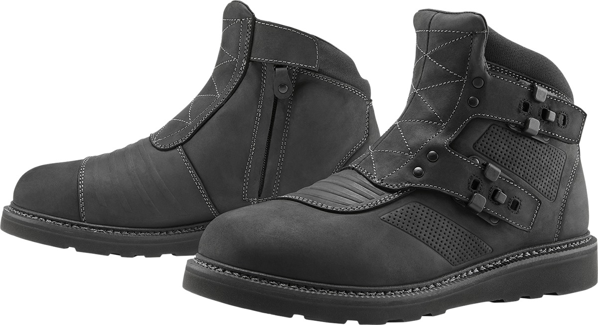 ICON El Bajo2 Boots Black Size 9 - Durable leather motorcycle boots - Click Image to Close