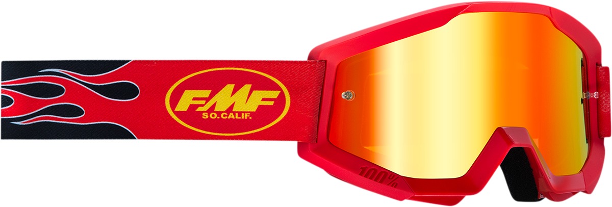 FMF Youth PowerCore Flame Goggles Red Mirror Lens - Youth goggles with red mirror lens - Click Image to Close