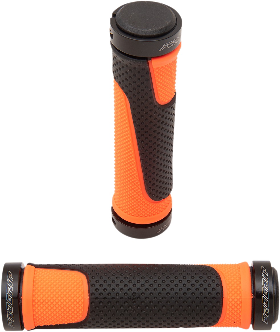 Orange & Black 997 Lock-On Open End Locking ATV Grips w/ End Plugs - Also fits Watercraft & MTB - Click Image to Close