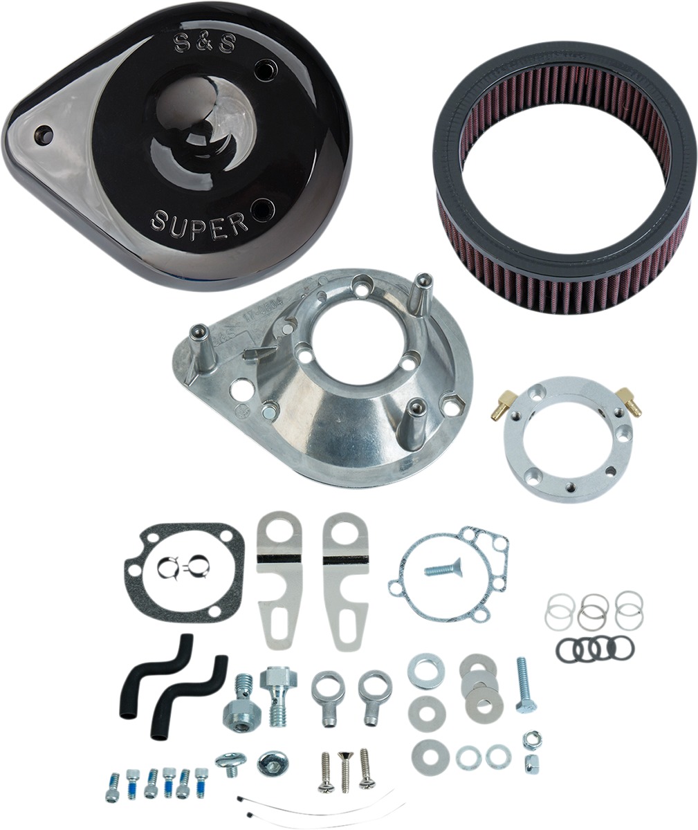 Stock Fuel System Air Cleaner Kits - Teardrop Air Cleaner Kit Blk - Click Image to Close