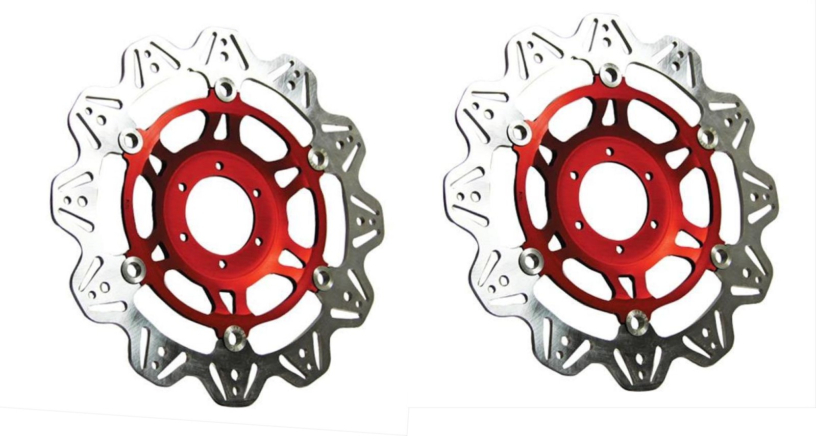 Front VEE Brake Rotors - Red - VEE Style Brake Rotor - Red Center Front Kit - Click Image to Close