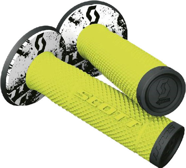 SX2 Tattoo 2 Motorcycle Grips Black/Neon Yellow 7/8" - Click Image to Close