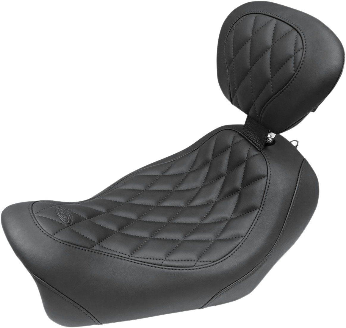 Tripper Diamond Synthetic Leather Solo Seat w/Backrest - For 14-17 HD FXDF - Click Image to Close