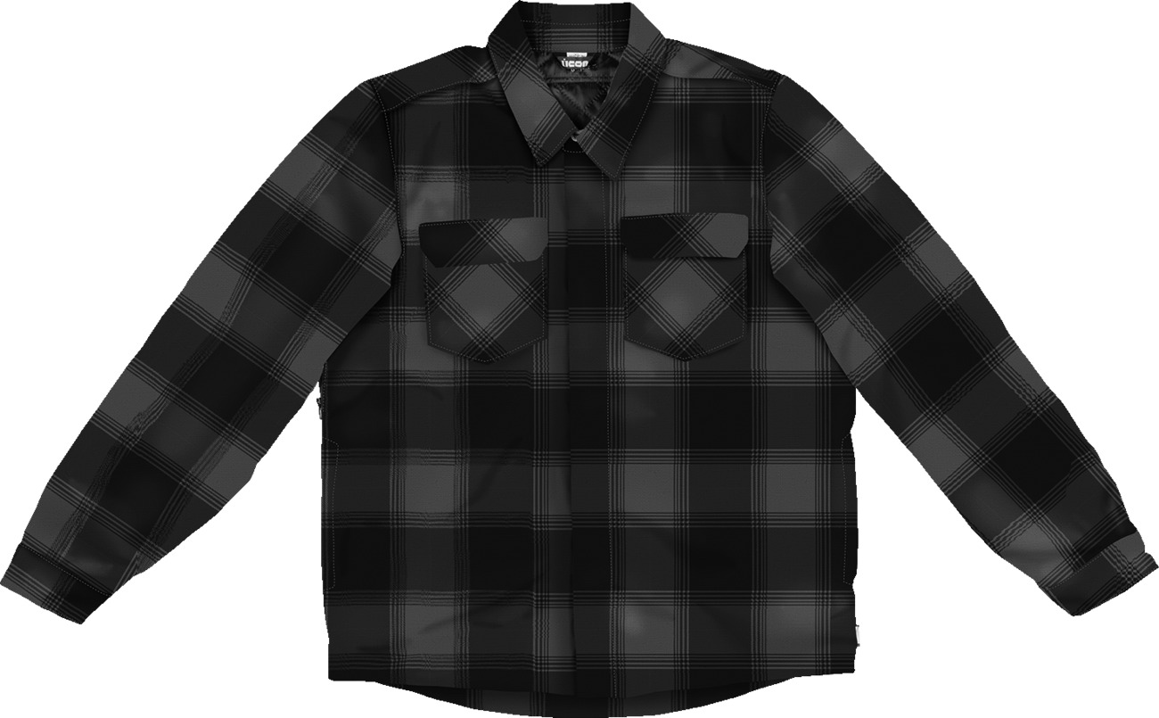 ICON Fallblock CX Flannel Jacket Men's 2XL Gray/Black - Casual look with motorcycle protection - Click Image to Close