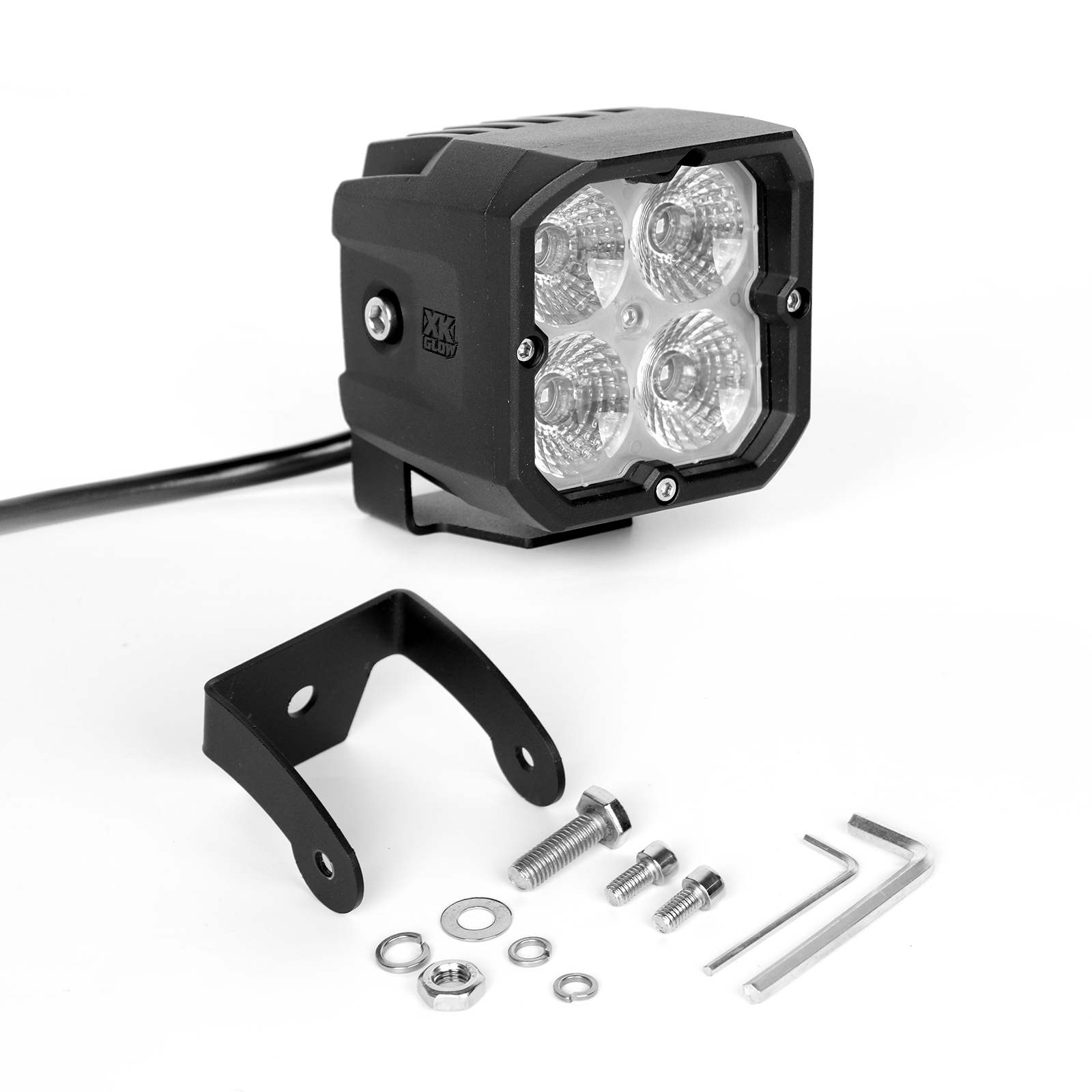 XK Glow XKchrome 20w LED Cube Light w/ RGB Accent Light - Flood Beam - Click Image to Close