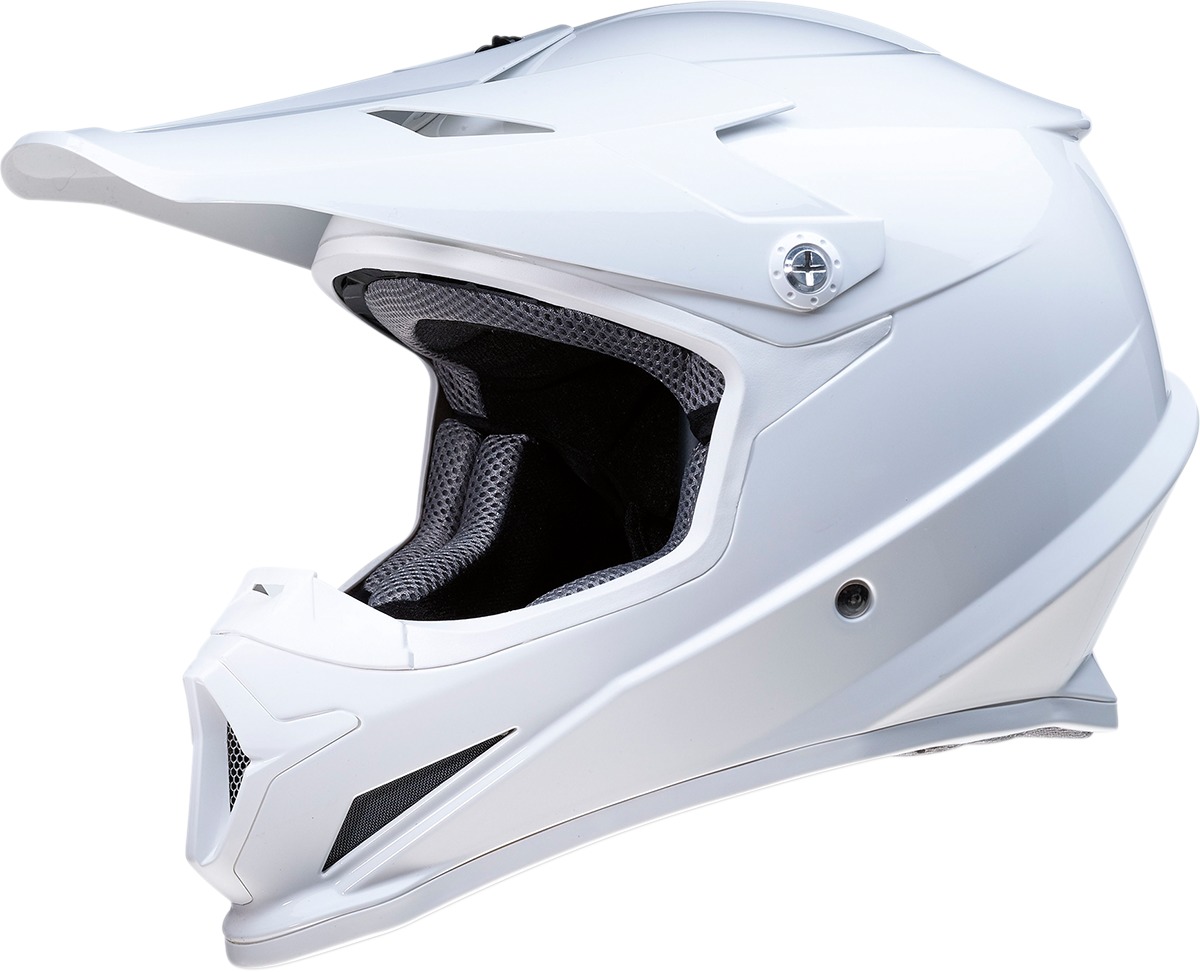 Rise Solid Full Face Offroad Helmet Gloss White Small - Click Image to Close