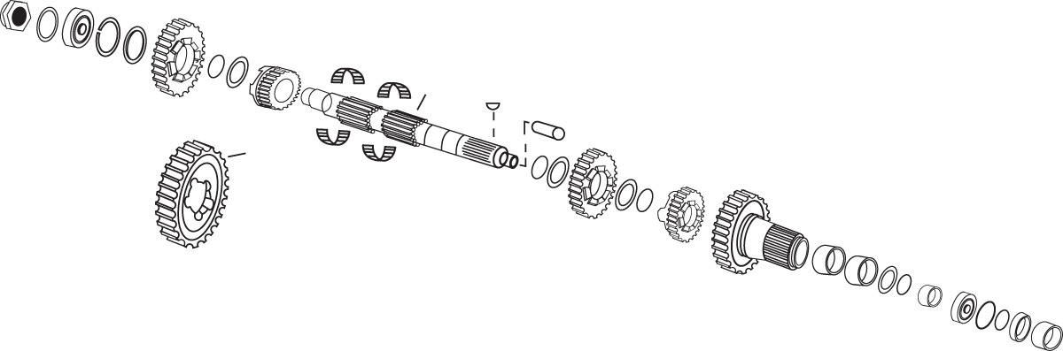 5-Speed Big Twin Transmission Gear Sets - 4Th Gear Mainshaft - Click Image to Close