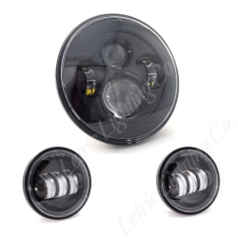 Letric Lighting 7in Led Hdlght W/Pass Lmps Blk - Click Image to Close