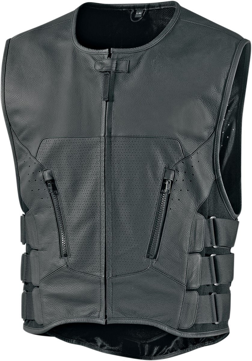 D30 Leather Vest - Black Men's 2X-Large - Click Image to Close