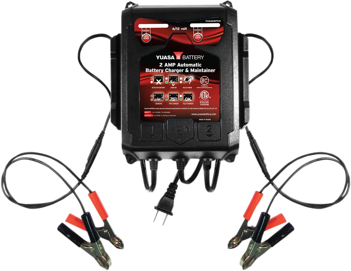 2-Amp Dual Bank Automatic Battery Charger - Yuasa Two Bank 2 Amp Charger - Click Image to Close