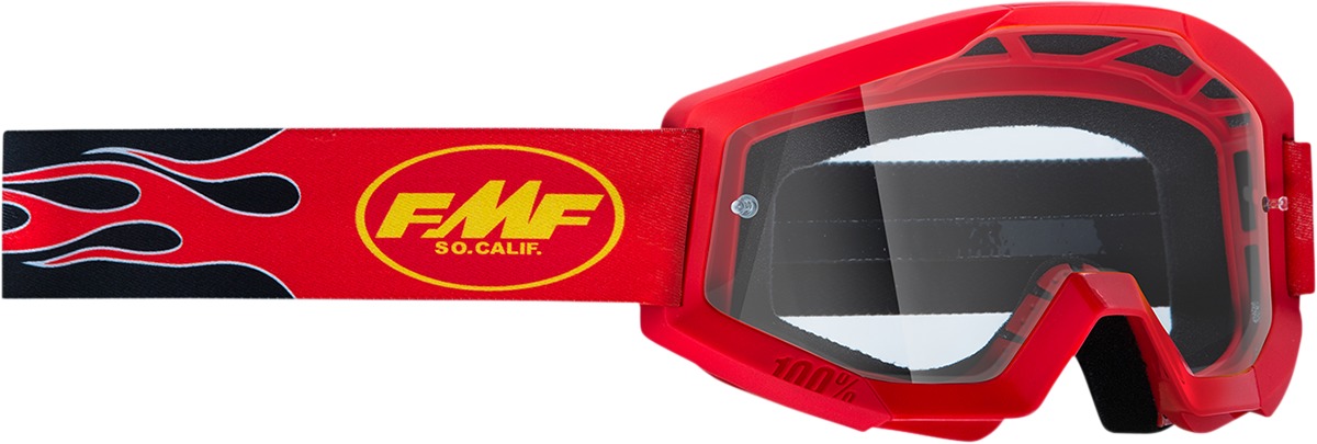 FMF PowerCore Flame Goggles Red Clear Lens - Anti-fog coated polycarbonate lens - Click Image to Close