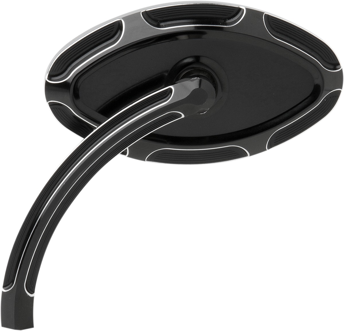 Forged Billet Mirrors with Short Stem - Mirror Blk Bev Cats Eye Left - Click Image to Close