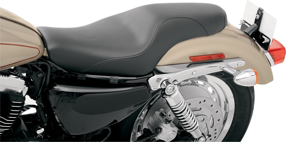 Profiler Smooth 2-Up Seat Black Gel Low - For 04-20 Harley XL w/ 4.5 Gallon Tanks - Click Image to Close