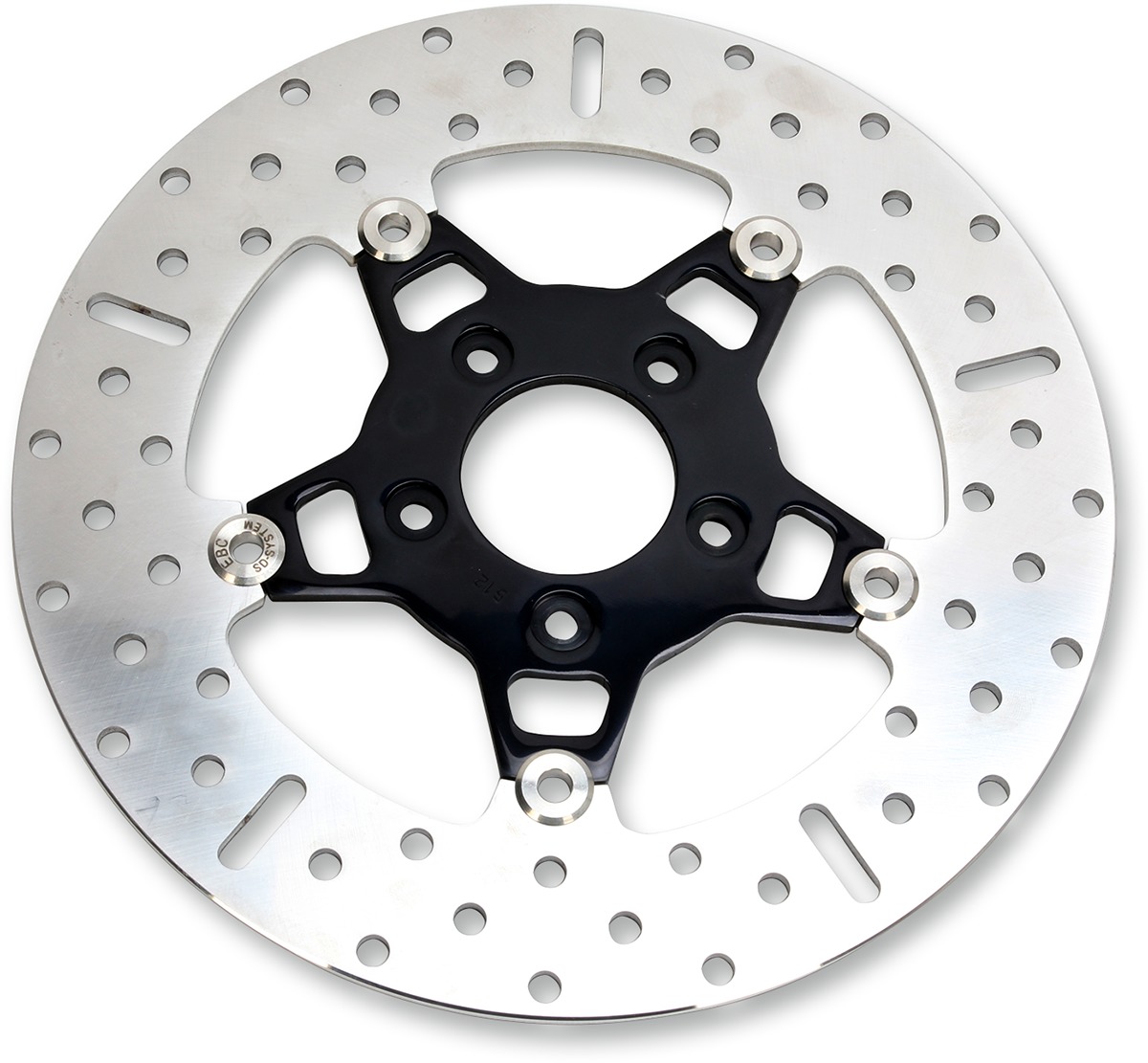 5 Button Floating Front Brake Rotor, Wide Band - Black Chrome Center - Click Image to Close