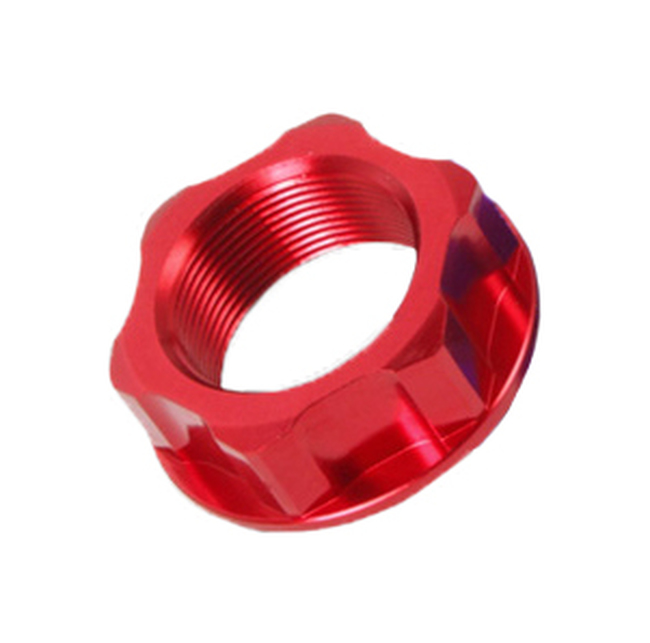 Red Steering Stem Nut - Fits Honda w/ M24x1.0 Steering Stem - Click Image to Close