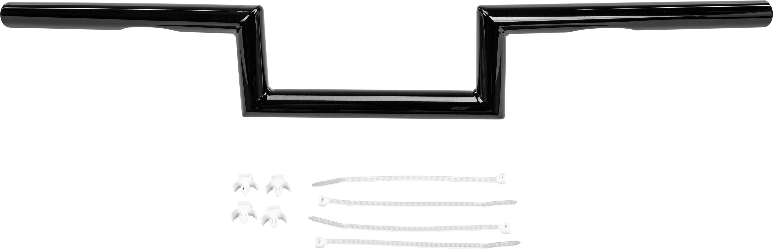 Traditional Z Handlebars Dimple 1" Gloss Black 4" Rise - Click Image to Close