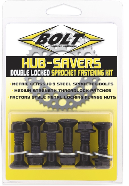 Sprocket Fastener Double Locked Sprocket Bolt Kit - 6 Black Bolts/Nuts - Click Image to Close