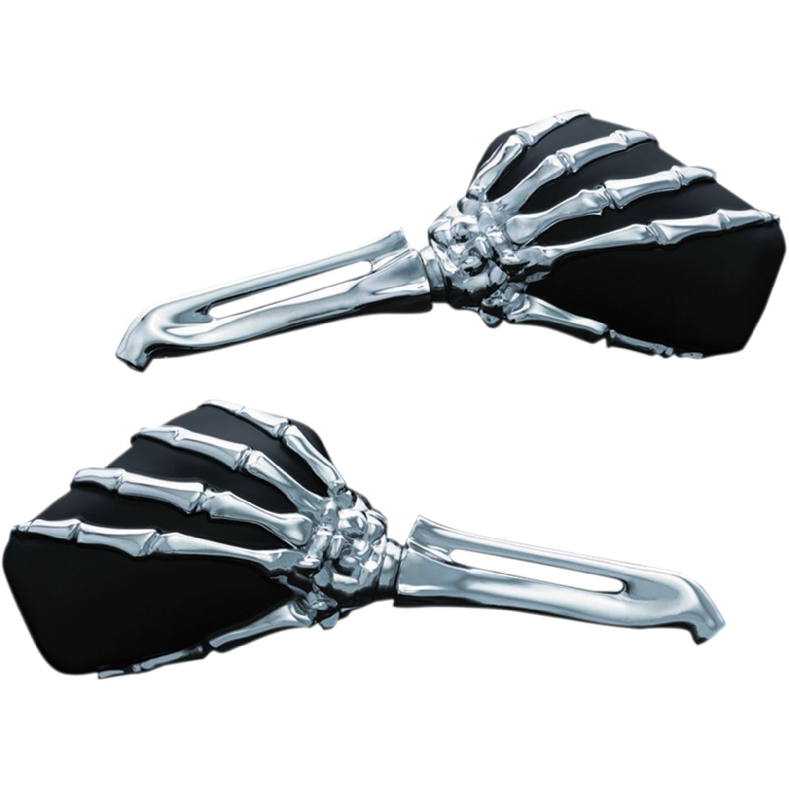 Skeleton Hand Mirrors Chrome/Black - Click Image to Close