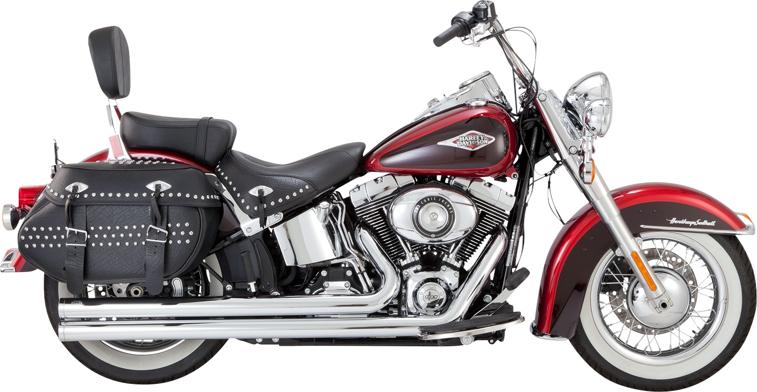 Bigshots Long Chrome PCX Full Exhaust System - For 10-17 Harley Davidson Softails - Click Image to Close