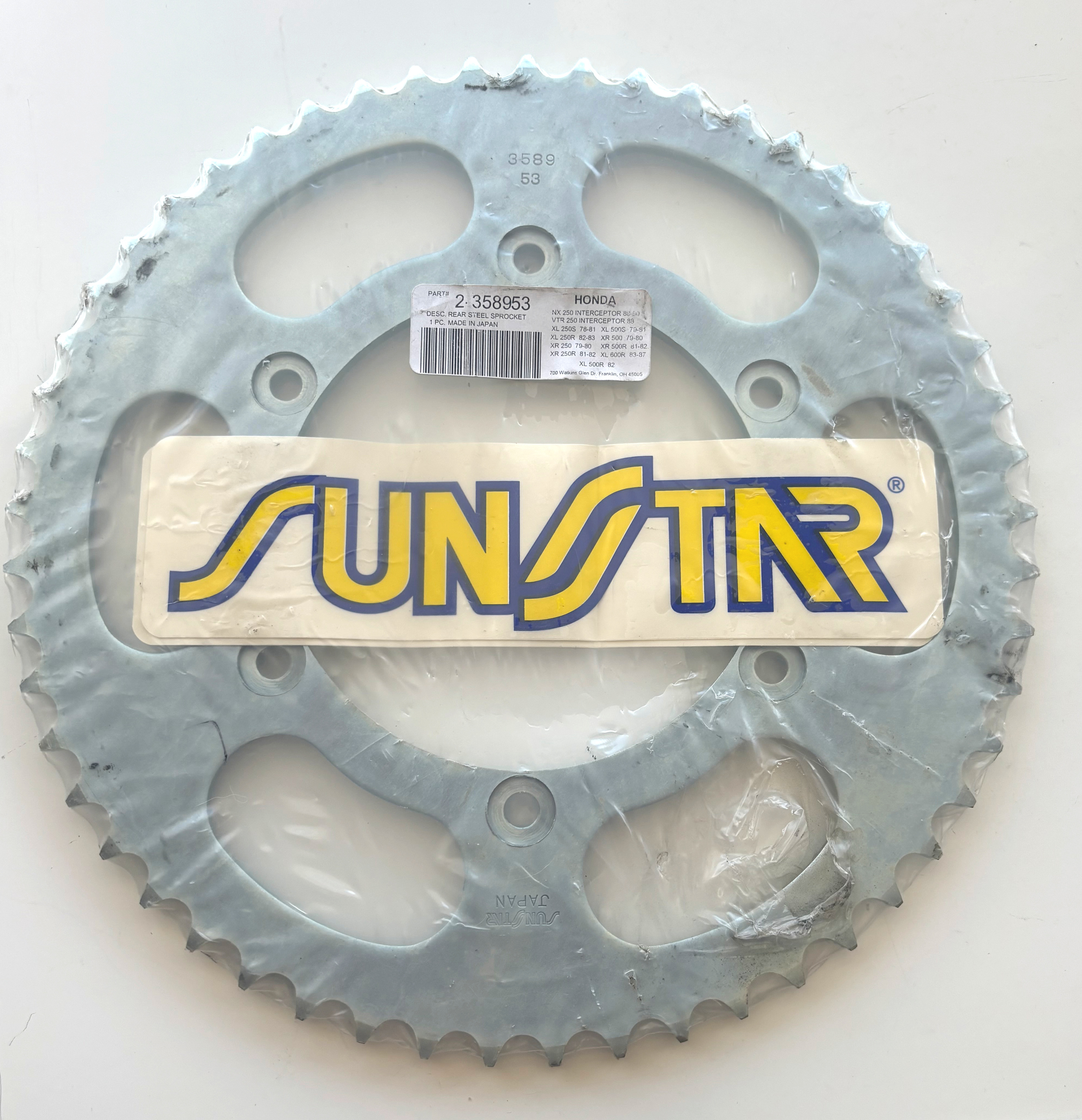 Rear Sprocket Steel 53t-520 Ho - Compatible with various Honda XL, XR, CB250, and Yamaha WR models - Click Image to Close