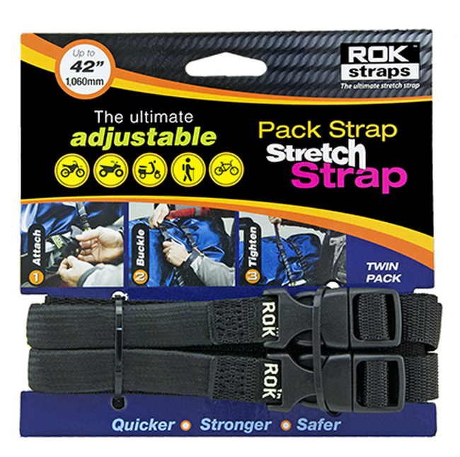 ROK Straps Medium Duty Stretch Strap 42in Black - Medium duty stretch strap, 42 inches, black - Click Image to Close