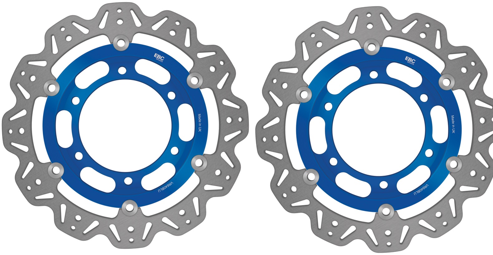 Front VEE Brake Rotors - Blue - VEE Style Brake Rotor - Blue Center Front Set - Click Image to Close