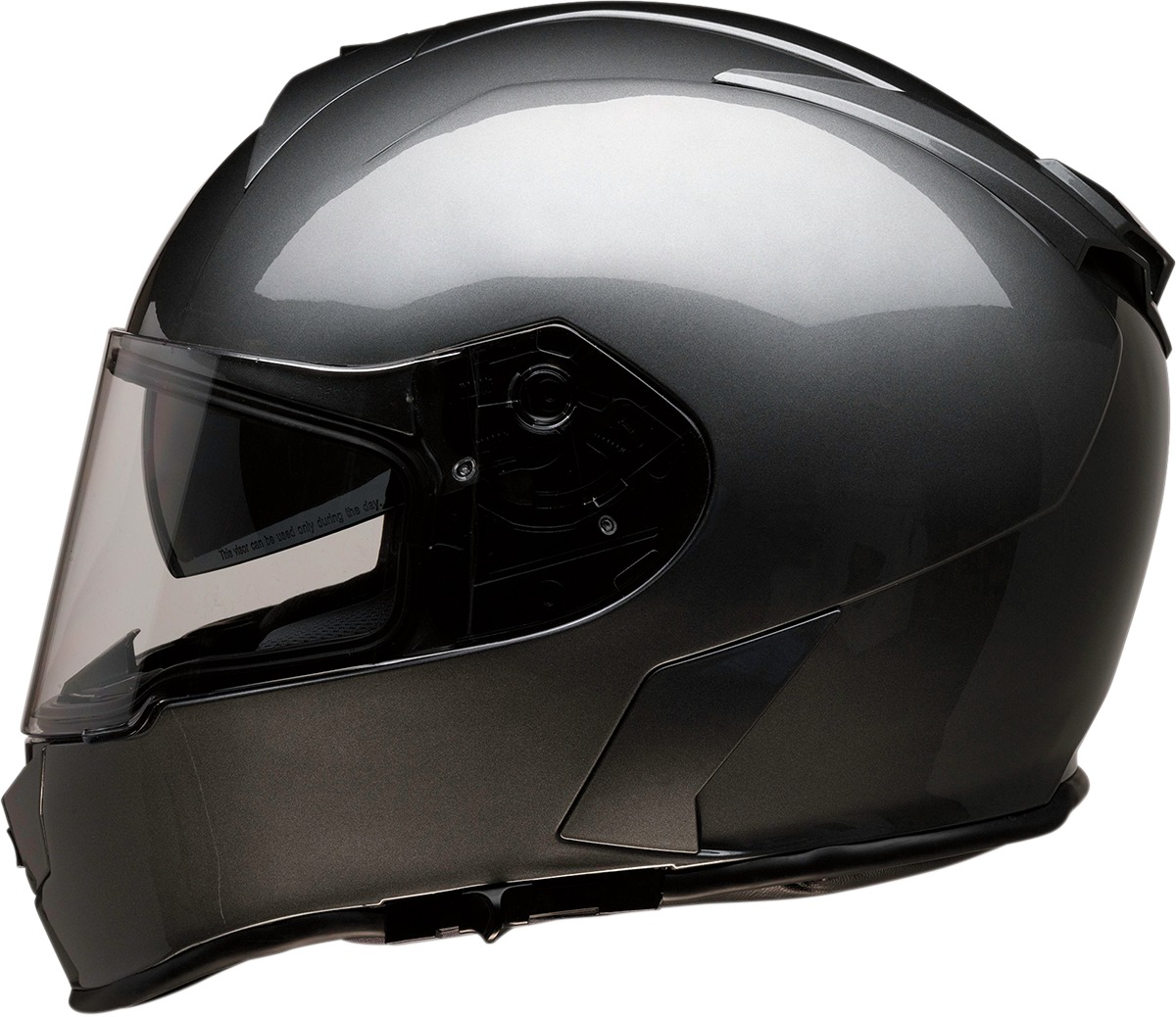 Warrant Solid Full Face Street Helmet Gloss Silver Small - Click Image to Close