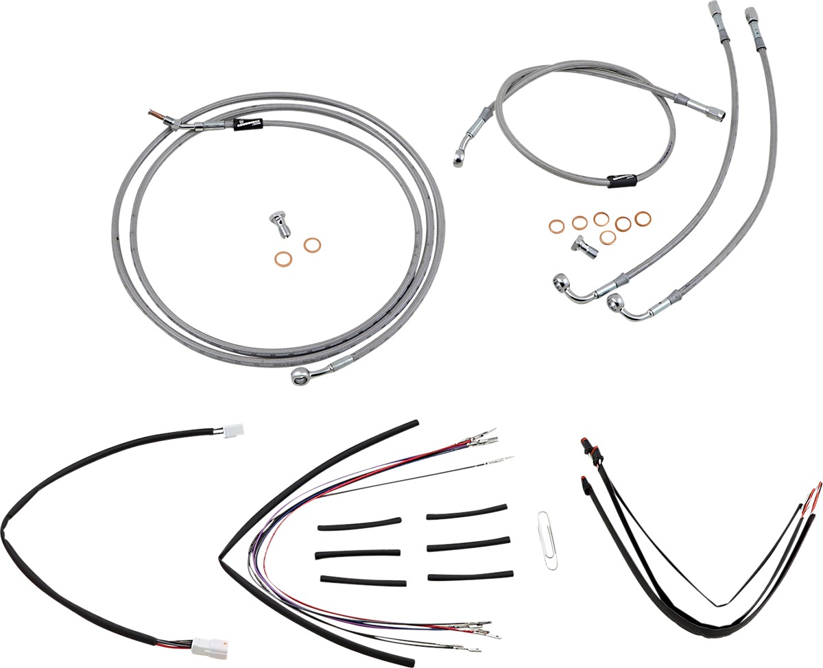 Extended Stainless Control Cable Kit For 14in Gorila / 19in Louie B Bar - Fits 2015-2016 Harley Davidson Road Glide Models - Click Image to Close