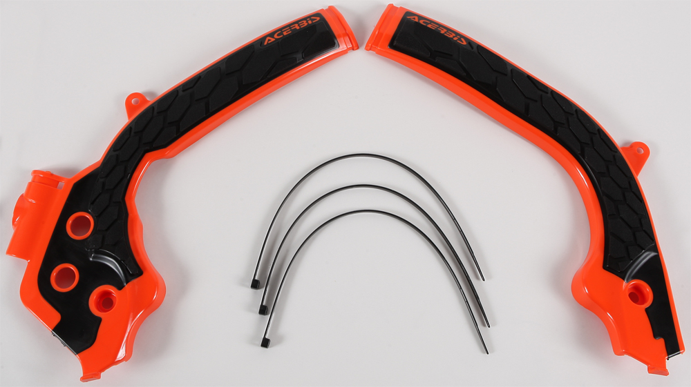 X-Grip Frame Guards Orange/Black - For 16-19 KTM Husqvarna 125-450 - Click Image to Close