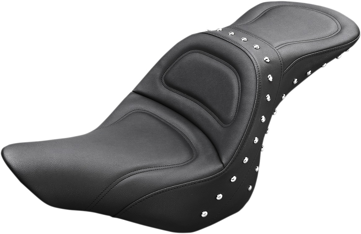 Explorer Stitched Studded 2-Up Seat Black Gel - For 13-17 Harley FXSB - Click Image to Close