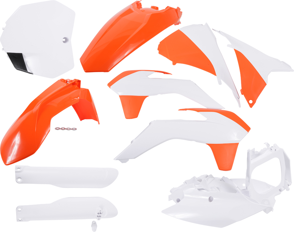 Full Plastic Kit - White/Orange - Fits Many 15-17 KTM 125-450 - Click Image to Close