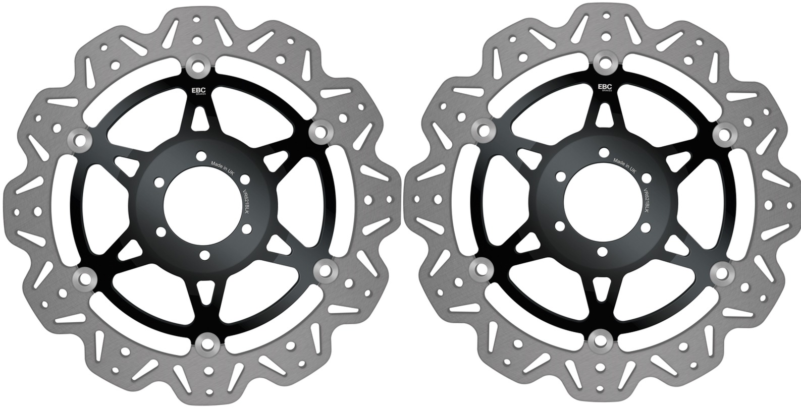 Front VEE Brake Rotors - Black - VEE Style Brake Rotor - Black Center Front Set - Click Image to Close