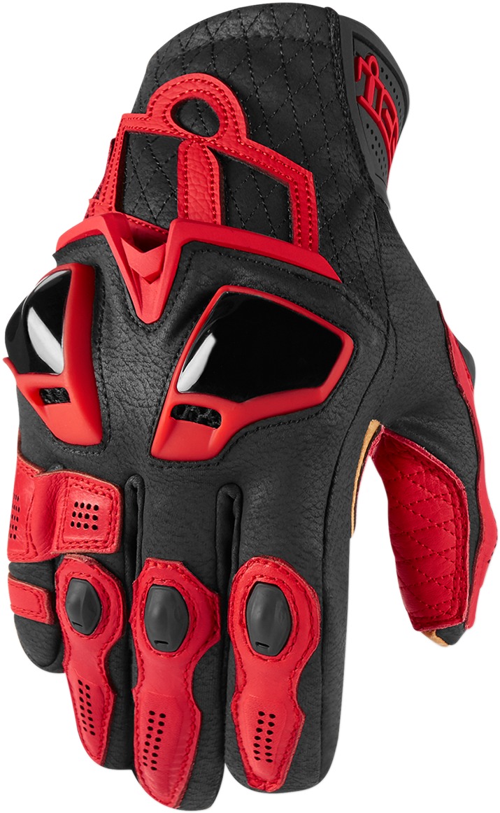 Hypersport Leather Cold Weather Short Cuff Gloves - Red Men's X-Large - Click Image to Close