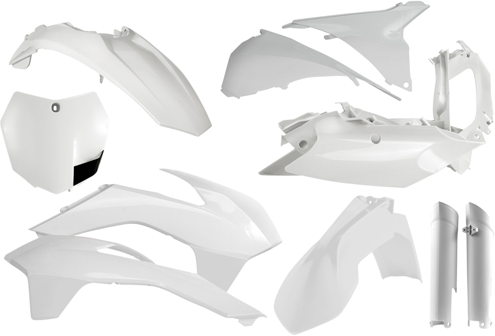 Full Plastic Kit - White - Fits Many 13-14 KTM 125-450 - Click Image to Close