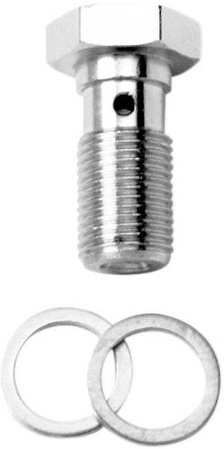 Chrome Brake Line Banjo Bolt - 3/8"-24 - Single - Click Image to Close