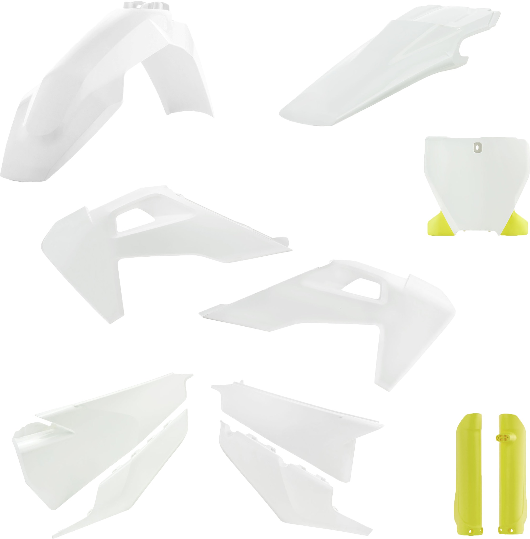 Full Plastic Kit - White/Yellow Original 2022 - Fits Many 19-22 Husqvarna 125-450 - Click Image to Close