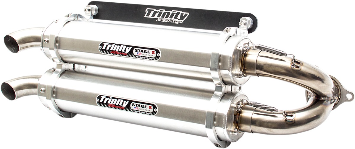 Brushed Stainless Stage 5 Dual Slip On Exhaust - For 16+ RZR XP Turbo / S - Click Image to Close