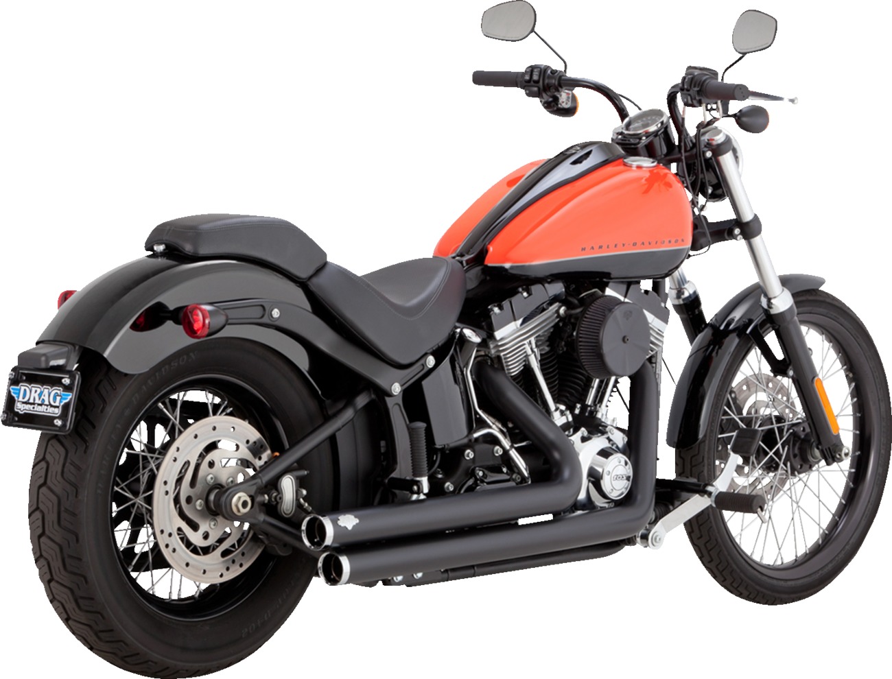 Vance & Hines HD Softail 86-09 Bigshots Staggeredd Black Full System Exhaust - Click Image to Close