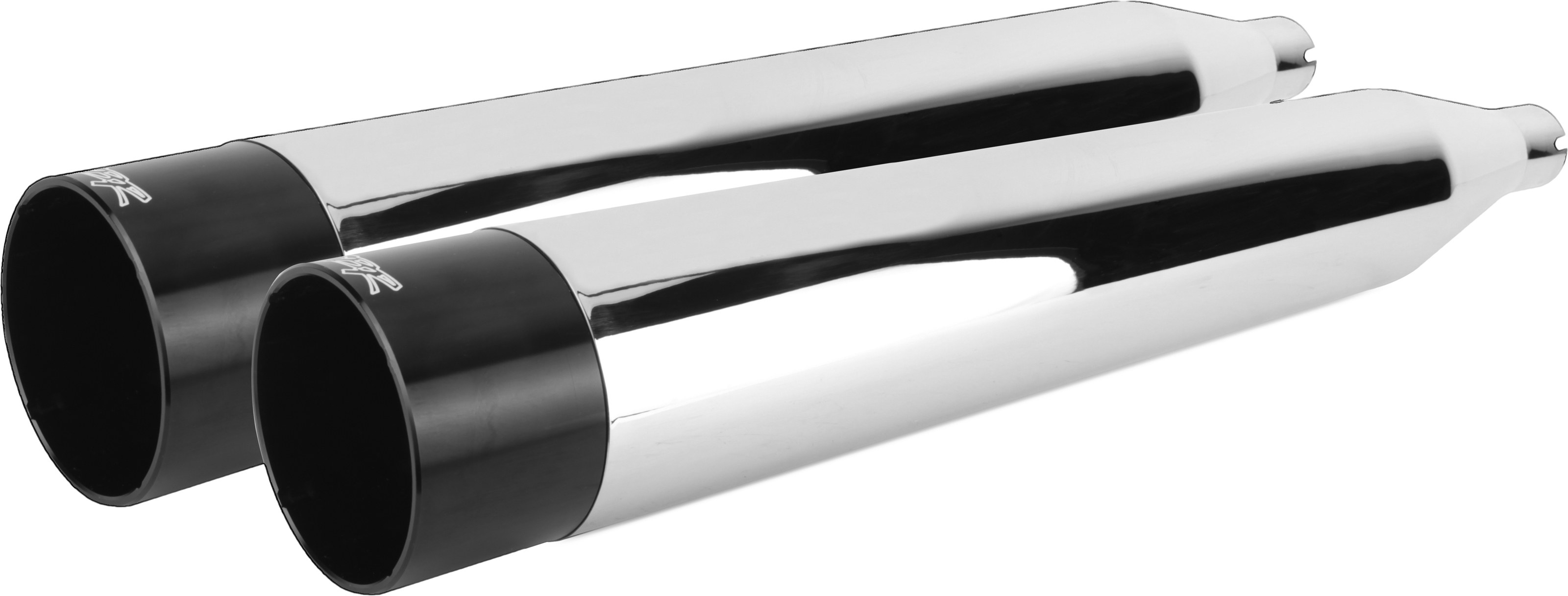 Comp-S Slip On Exhaust Mufflers - Chrome w/ Black Tips - For 17-21 Harley Touring - Click Image to Close